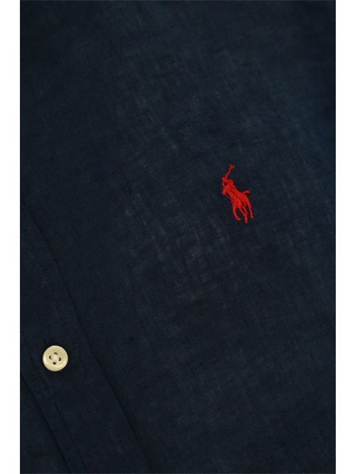 Camicia button-down in lino Navy blue POLO RALPH LAUREN | 710968915007